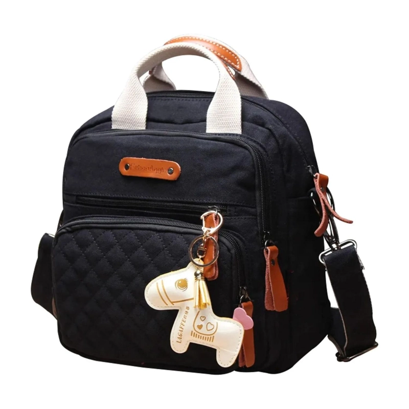 BOLSO MOCHILA MATERNAL BEBE  PLEGABLE MULTIFUNCIONAL NEGRO - 1