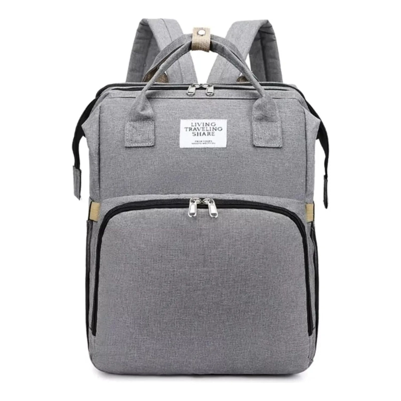 BOLSO MOCHILA MATERNAL BEBE  PLEGABLE GRIS - 1