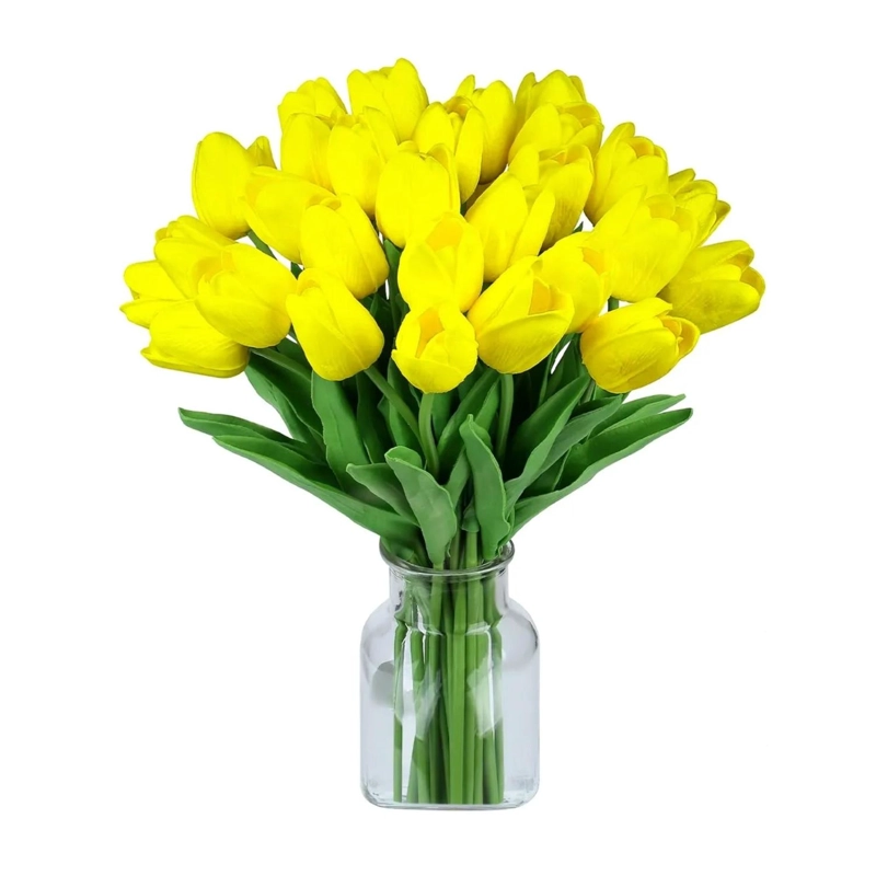 PACK 20 TULIPANES ARTIFICIALES DECORACION AMARILLO - 1