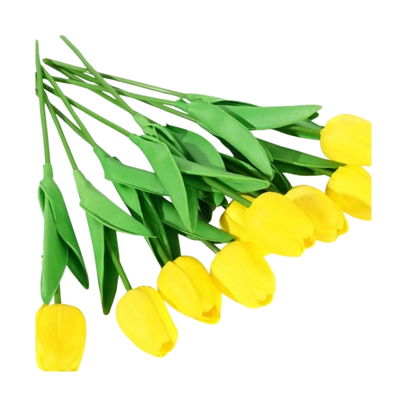 PACK 20 TULIPANES ARTIFICIALES DECORACION AMARILLO - 2