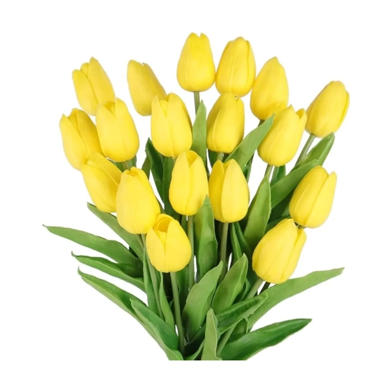 PACK 20 TULIPANES ARTIFICIALES DECORACION AMARILLO - 3