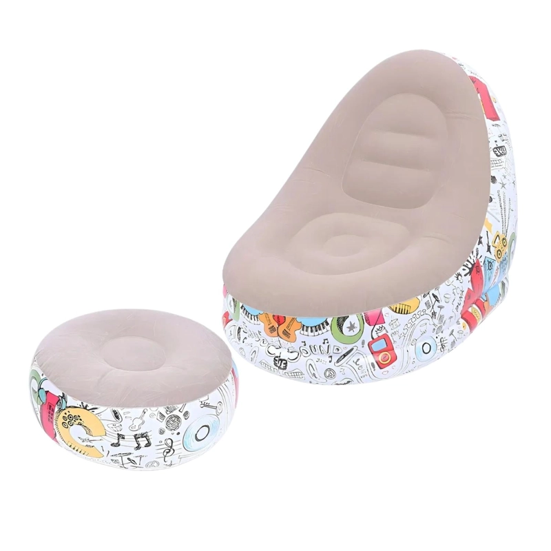 SOFA TUMBONA SILLA INFLABLE REPOSA PIES PUFF XL INFLADOR BEIGE - 1