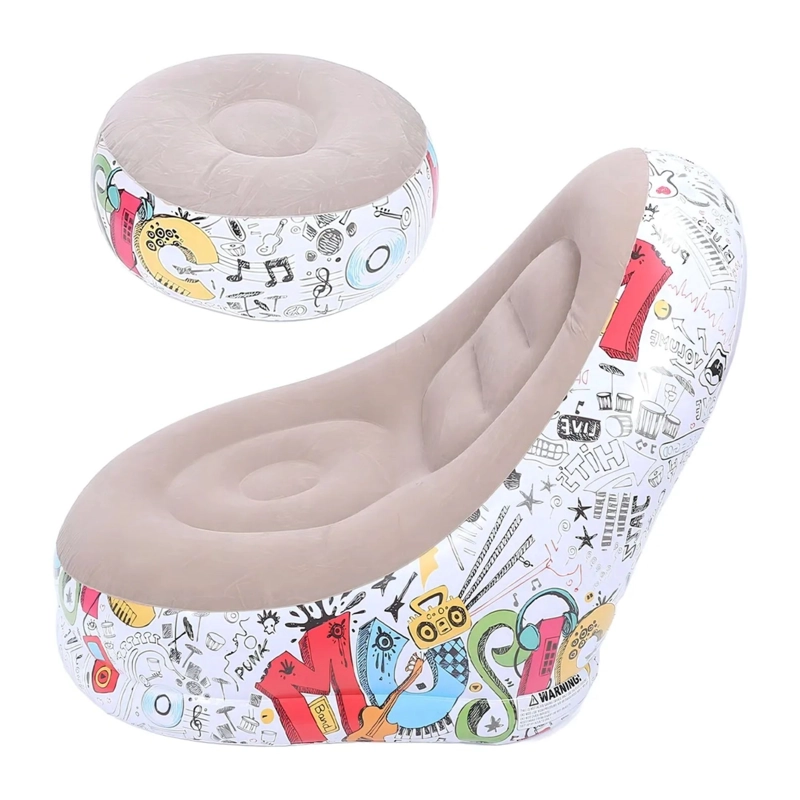 SOFA TUMBONA SILLA INFLABLE REPOSA PIES PUFF XL INFLADOR BEIGE - 2