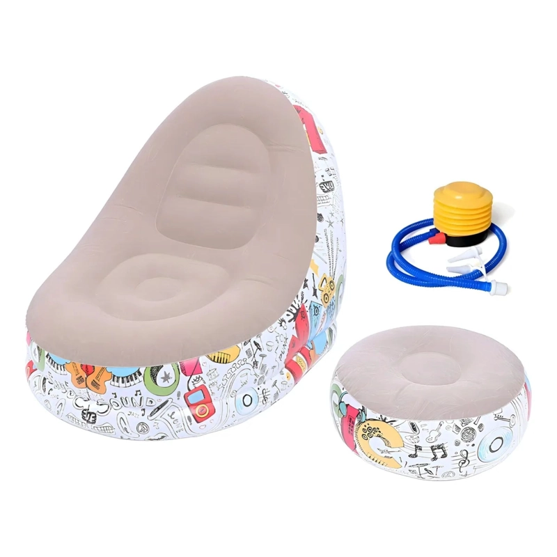 SOFA TUMBONA SILLA INFLABLE REPOSA PIES PUFF XL INFLADOR BEIGE - 3
