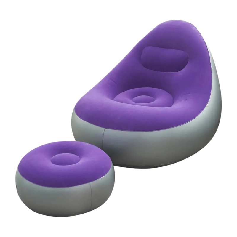 SOFA TUMBONA SILLA INFLABLE REPOSA PIES PUFF XL INFLADOR MORADO - 1