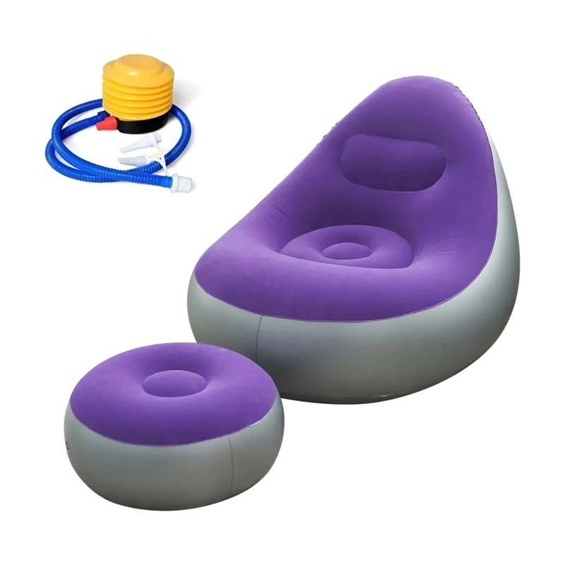 SOFA TUMBONA SILLA INFLABLE REPOSA PIES PUFF XL INFLADOR MORADO - 2