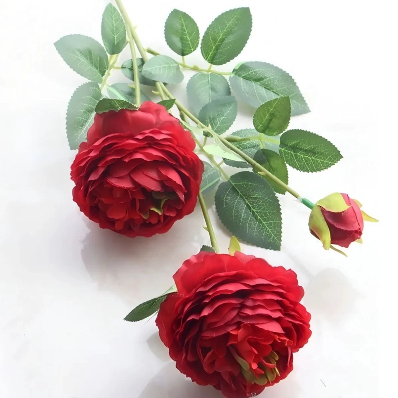 VARA 2 FLORES ROSAS ARTIFICIALES ROJO - 2