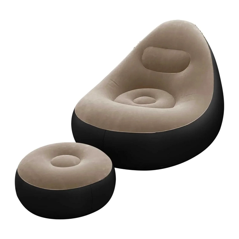 SOFA TUMBONA SILLA INFLABLE REPOSA PIES PUFF XL INFLADOR CAFE - 1