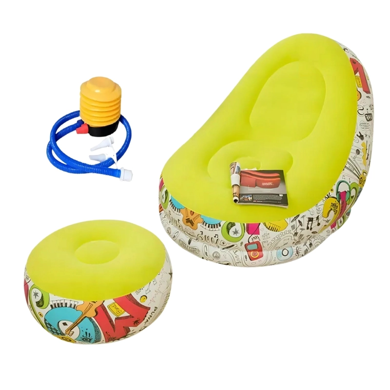 SOFA TUMBONA SILLA INFLABLE REPOSA PIES PUFF XL INFLADOR AMARILLO - 2