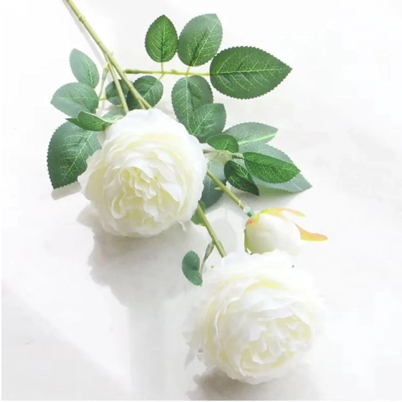 VARA 2 FLORES ROSAS ARTIFICIALES BLANCO - 2