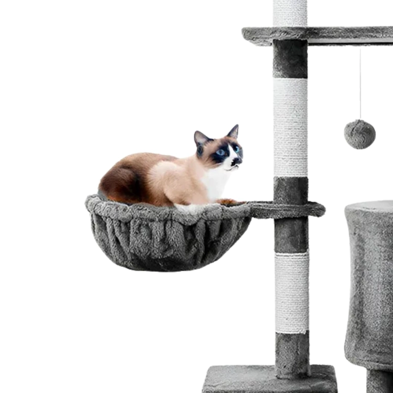 RASCADOR CAMA TORRE MASCOTA GATO 45X1.48X1 MTS GRIS OSCURO - 3