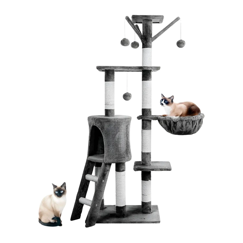 RASCADOR CAMA TORRE MASCOTA GATO 45X1.48X1 MTS GRIS OSCURO - 4