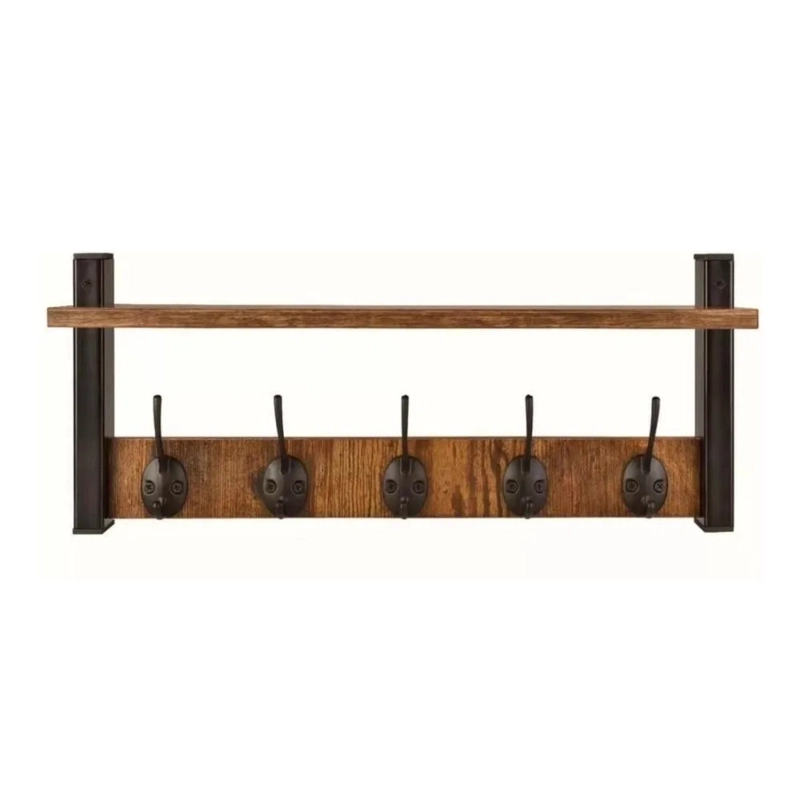 ESTANTE REPISA PERCHERO PARED FLOTANTE 43.5X19.2 CM MARRON - 1