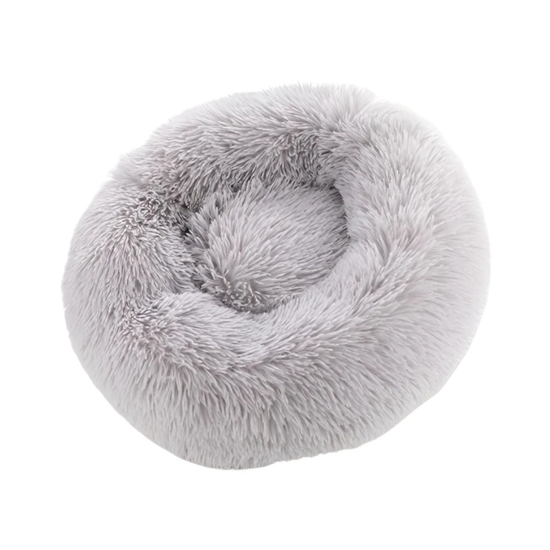 CAMA PELUDA MASCOTA ULTRASUAVE GATO PERRO 70X70 CM GRIS - 3