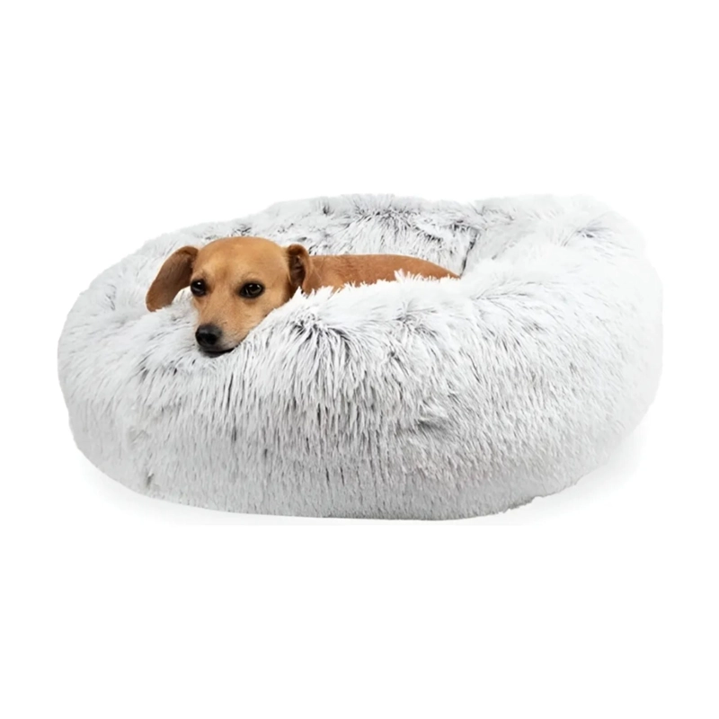 CAMA PELUDA MASCOTA ULTRASUAVE GATO PERRO 70X70 CM GRIS - 4