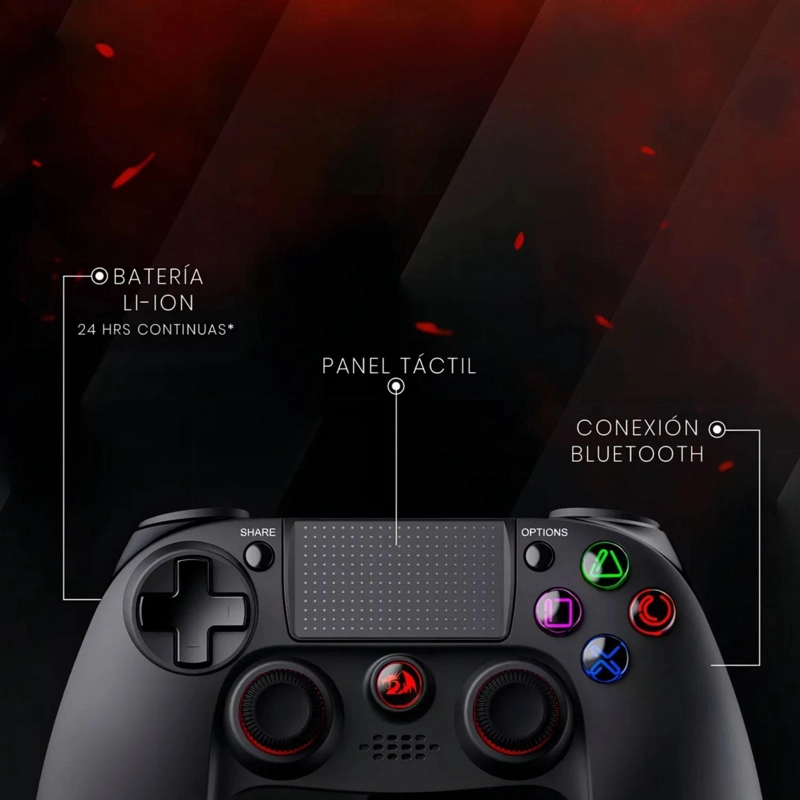 CONTROL GAMER PANEL TACTIL REDRAGON BLUETOOTH INALAMBRICO NEGRO - 6