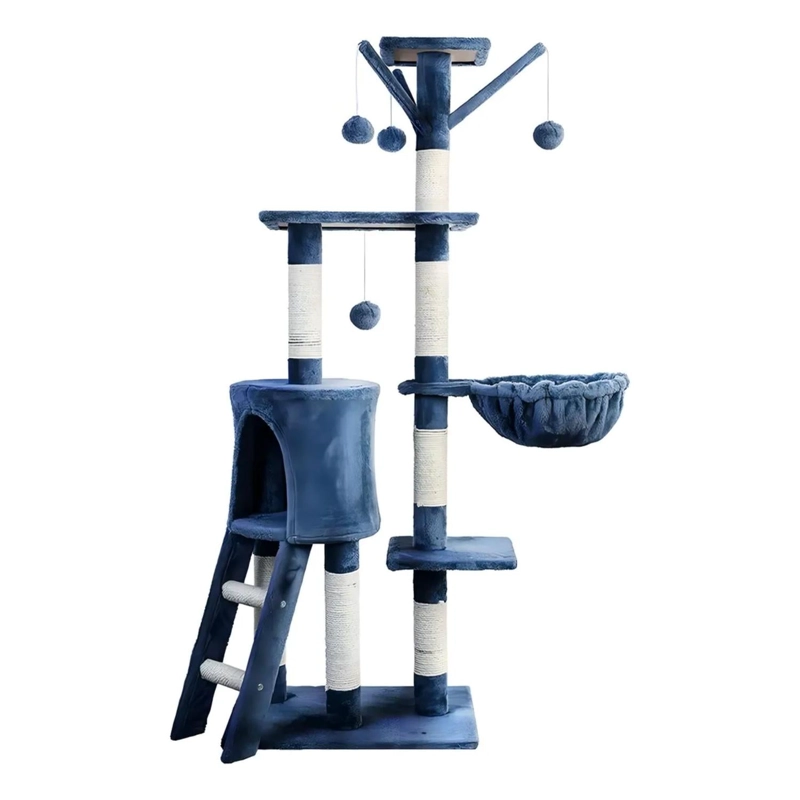 RASCADOR CAMA TORRE MASCOTA GATO 45X1.48X1 MTS AZUL - 1