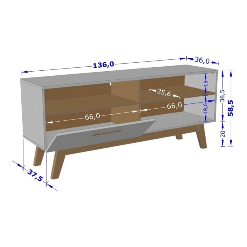 ESTANTE RACK PALADIO TV 55 136X59X38 CM BLANCO - 3