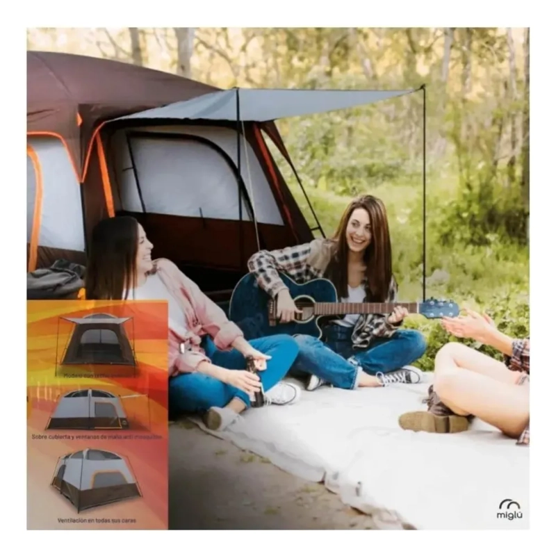 CARPA DOBLE FAMILIAR 6 PERSONAS 1.95X2.6X380 MTS MARRON - 4