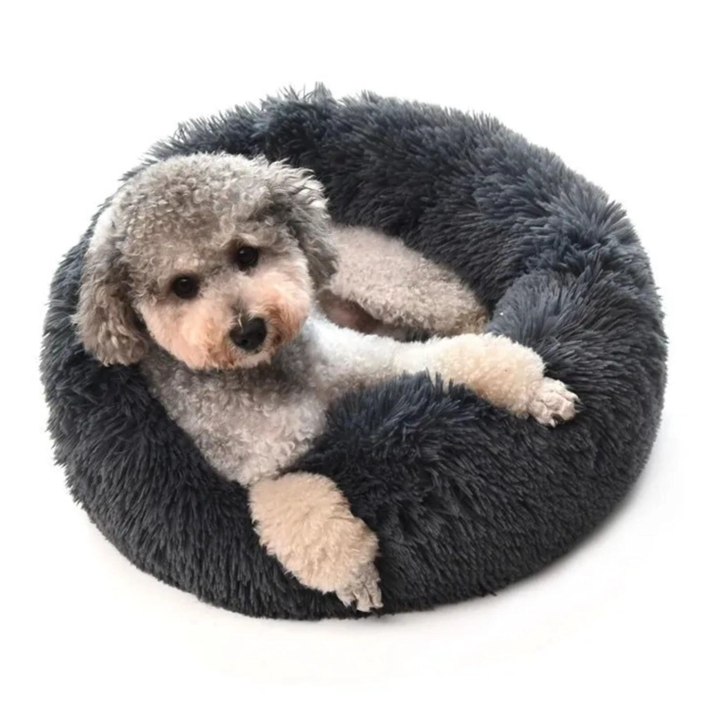CAMA PELUDA MASCOTA ULTRASUAVE GATO PERRO 70X70 CM NEGRO - 2