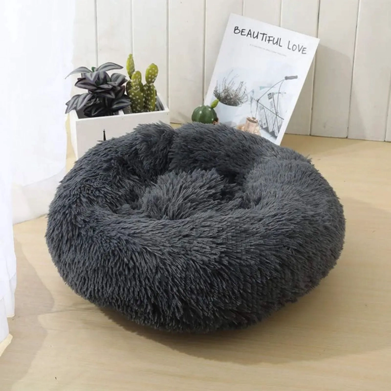 CAMA PELUDA MASCOTA ULTRASUAVE GATO PERRO 70X70 CM NEGRO - 4