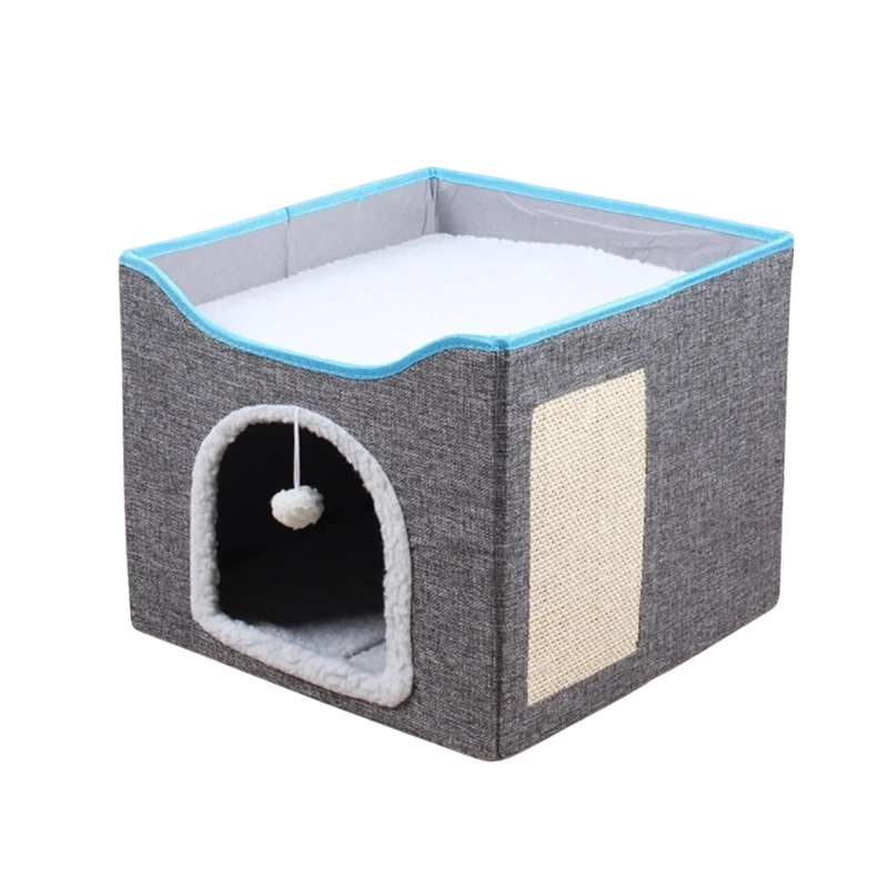 CAMA CASA IGLU MASCOTA GATO 35.5X42X42 CM GRIS - 1
