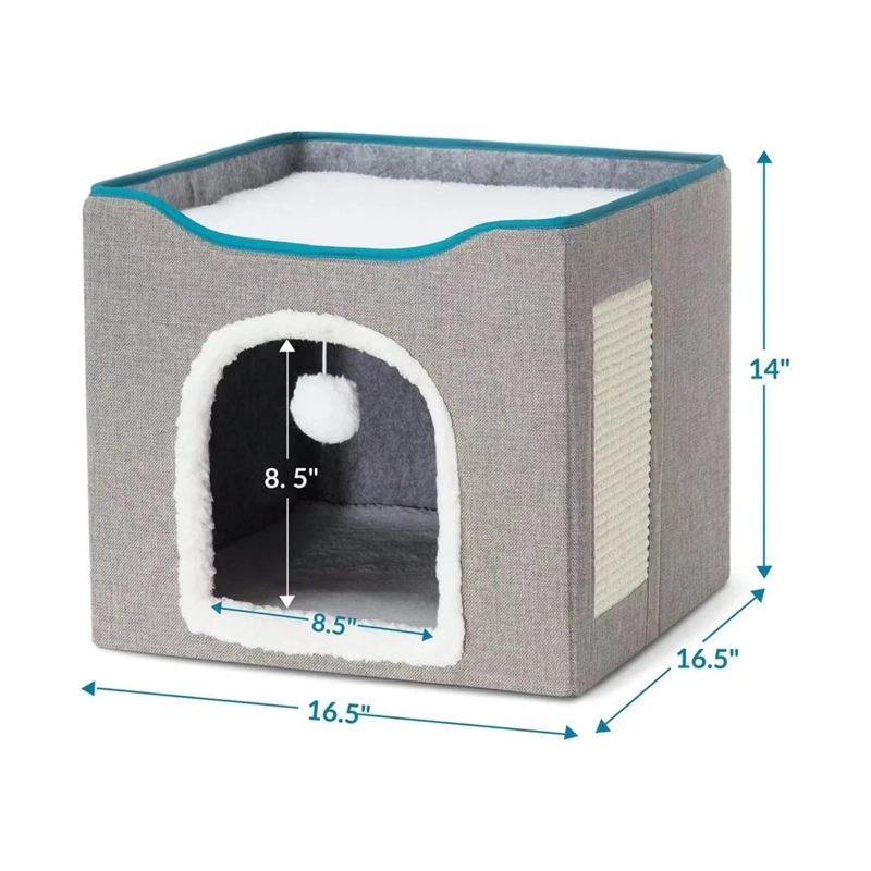 CAMA CASA IGLU MASCOTA GATO 35.5X42X42 CM GRIS - 3