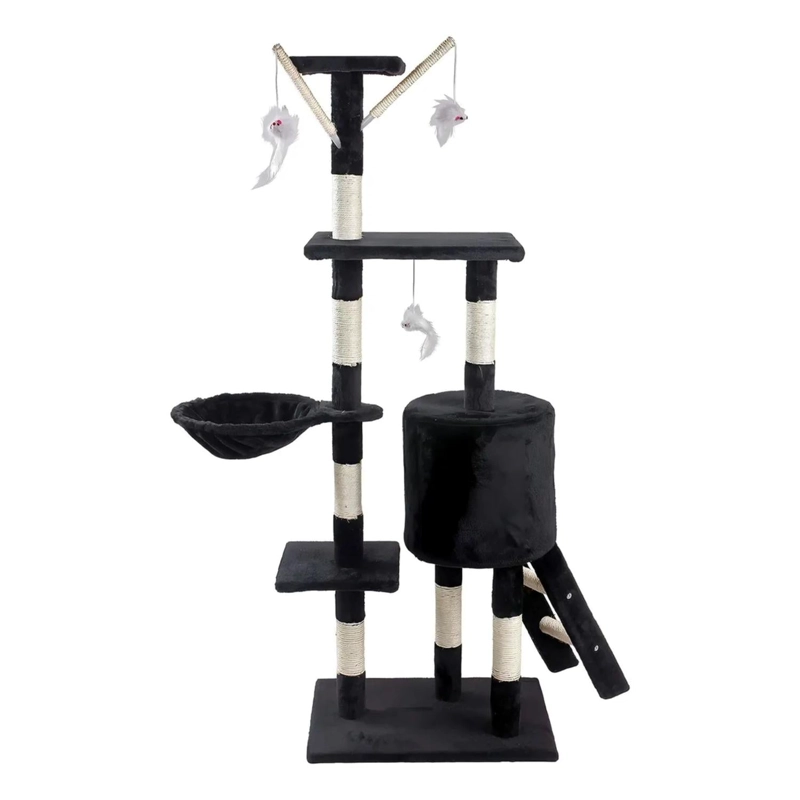 RASCADOR CAMA TORRE MASCOTA GATO 45X1.48X1 MTS NEGRO - 3