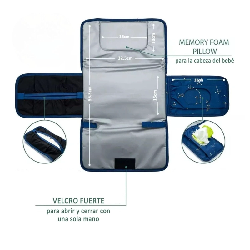 MUDADOR CAMBIADOR PLEGABLE BEBE AZUL - 4