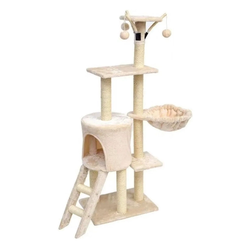 RASCADOR CAMA TORRE MASCOTA GATO 45X1.48X1 MTS BEIGE - 1