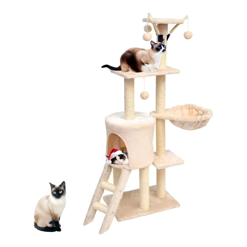 RASCADOR CAMA TORRE MASCOTA GATO 45X1.48X1 MTS BEIGE - 3