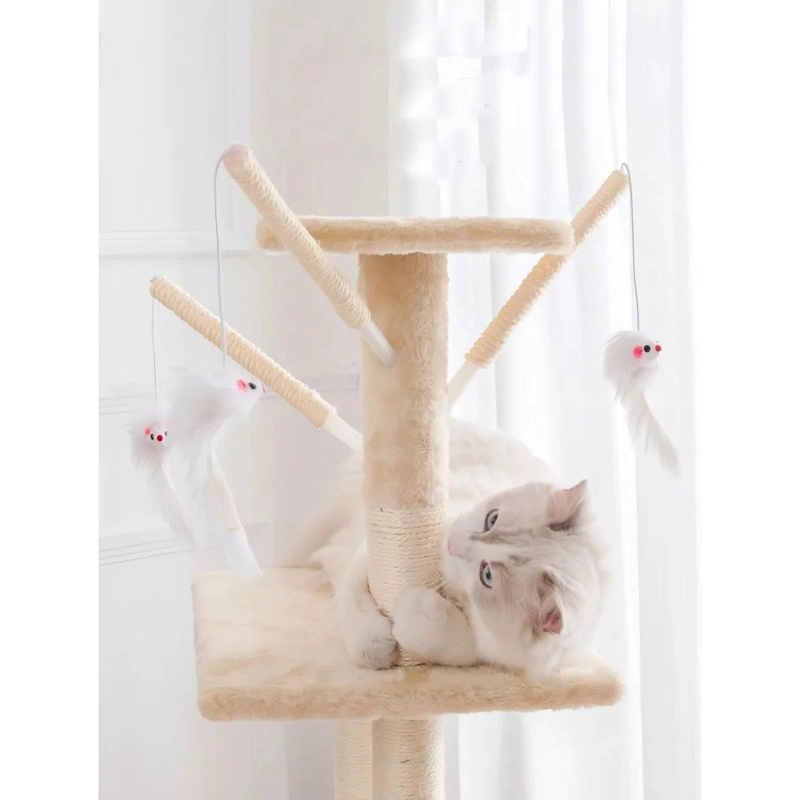RASCADOR CAMA TORRE MASCOTA GATO 45X1.48X1 MTS BEIGE - 4