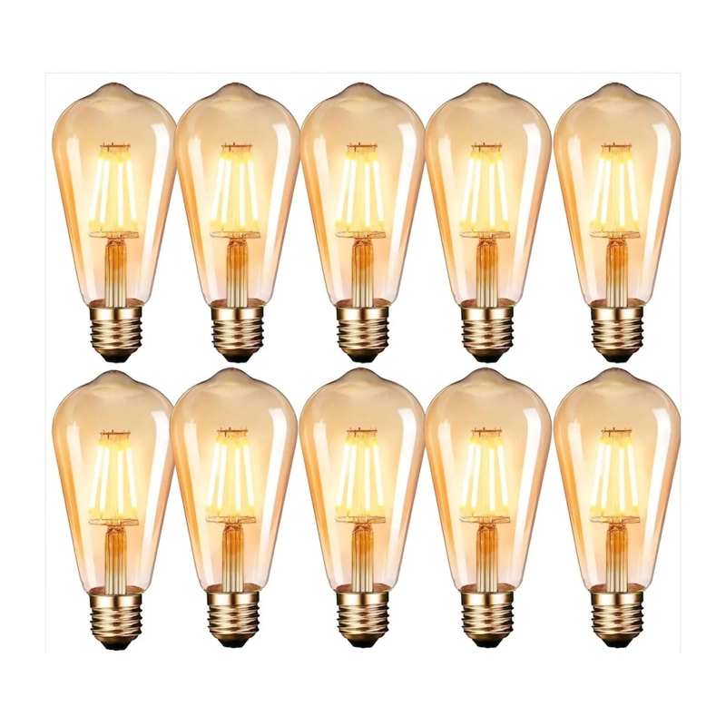 PACK 10 AMPOLLETAS FILAMENTO LED RETRO VINTAGE LUZ CALIDA 4 WATT - 1