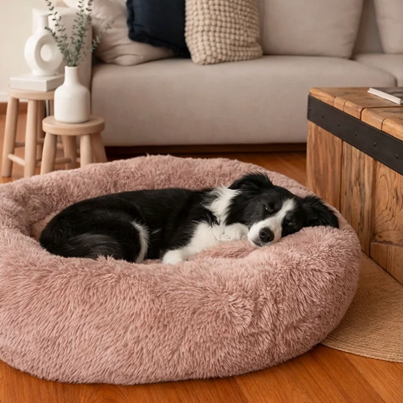 CAMA PELUDA MASCOTA ULTRASUAVE GATO PERRO 70X70 CM ROSA - 5