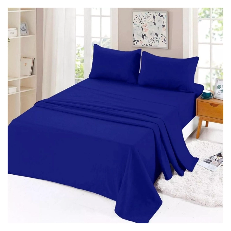 SABANAS 2 PLAZAS 4 PIEZAS POLAR 144 HILOS AZUL OSCURO - 4