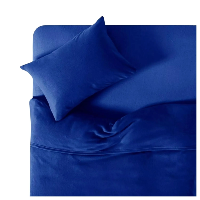 SABANAS 2 PLAZAS 4 PIEZAS POLAR 144 HILOS AZUL OSCURO - 5