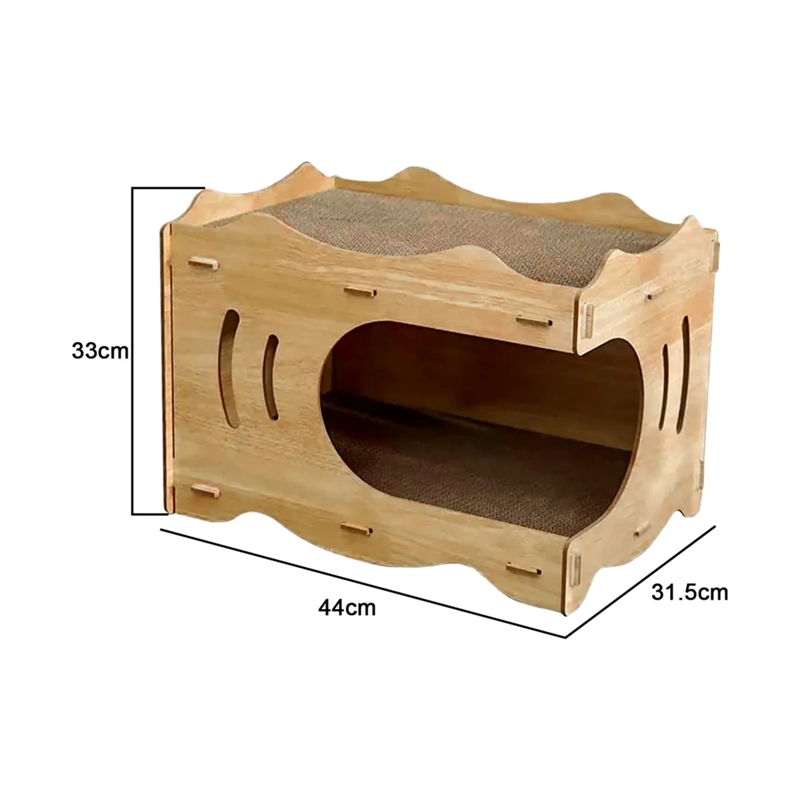CAMA CASA CUEVA MADERA GATOS RASCADOR INTERNO 33X44X31.5 CM - 4