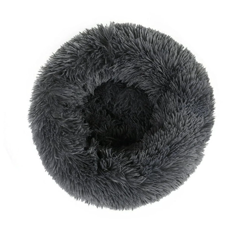 CAMA PELUDA MASCOTA ULTRA SUAVE GATO PERRO 50X8X50 CM NEGRO - 2