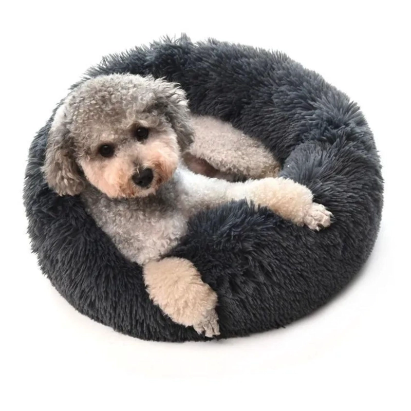 CAMA PELUDA MASCOTA ULTRA SUAVE GATO PERRO 50X8X50 CM NEGRO - 3