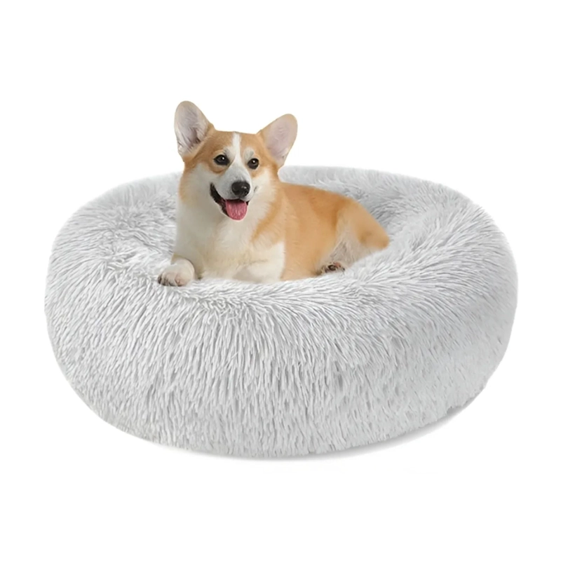 CAMA PELUDA MASCOTA ULTRA SUAVE GATO PERRO 50X8X50 CM GRIS - 3