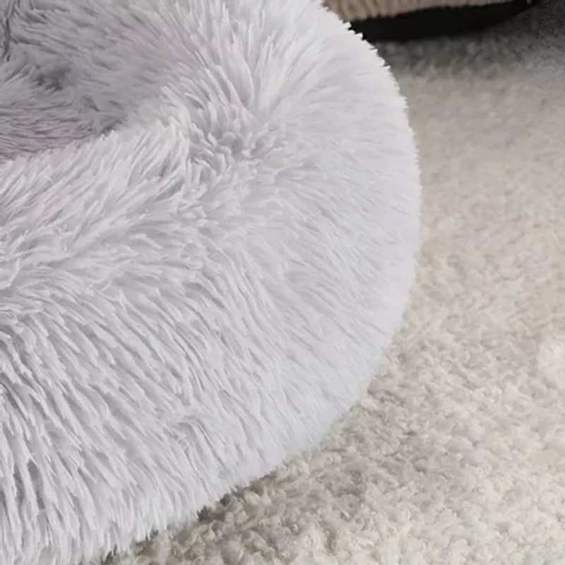 CAMA PELUDA MASCOTA ULTRA SUAVE GATO PERRO 50X8X50 CM GRIS - 4