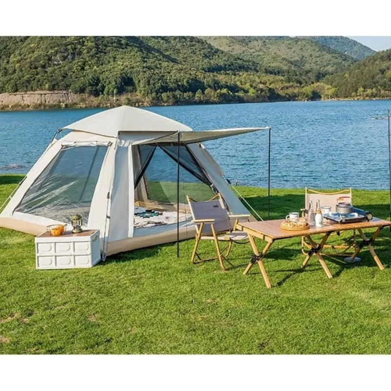 CARPA 4 PERSONAS AUTOMATICA DOBLE CAPA 2.1X2.1X1.4 MTS BEIGE - 3