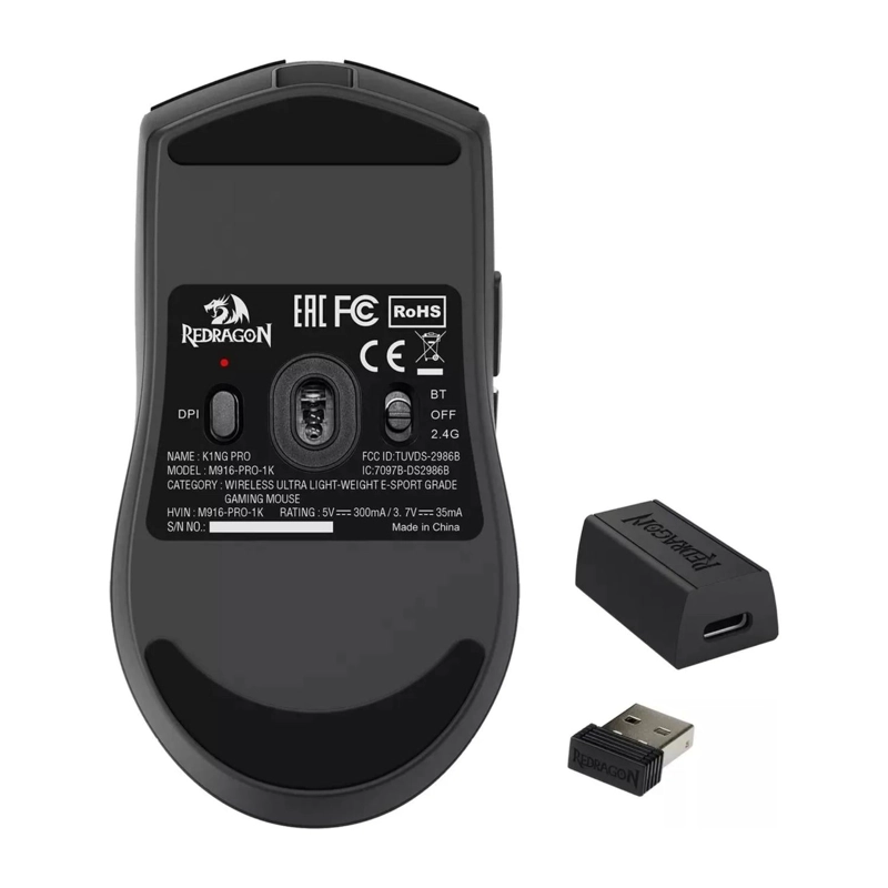 MOUSE INALAMBRICO PROFESIONAL GAMER REDRAGON RGB 26000 DPI NEGRO - 6