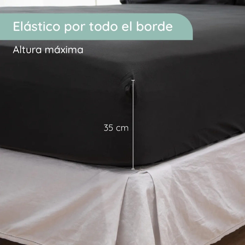 SABANAS COLCHON KING MICROFIBRA 300 HILOS NEGRO - 2