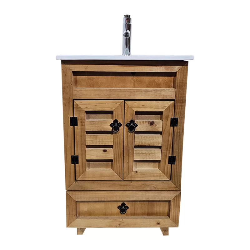 LAVAPLATOS VANITORIO RUSTICO PATAS LOZAS GRAFITERIA + MUEBLE MADERA 50X40 CM - 1
