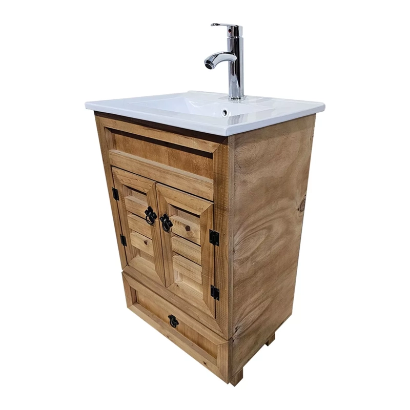 LAVAPLATOS VANITORIO RUSTICO PATAS LOZAS GRAFITERIA + MUEBLE MADERA 50X40 CM - 2
