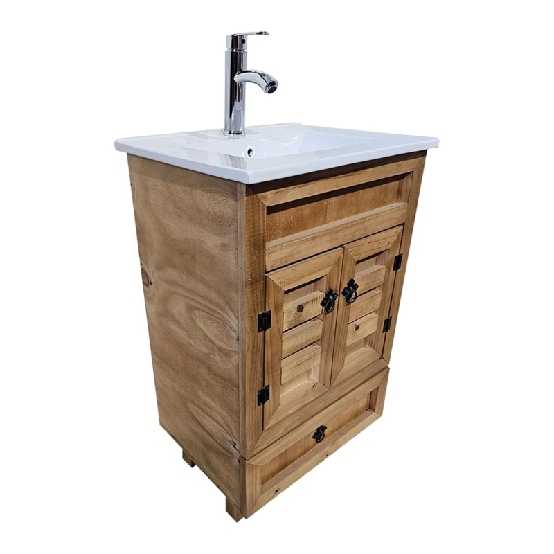 LAVAPLATOS VANITORIO RUSTICO PATAS LOZAS GRAFITERIA + MUEBLE MADERA 50X40 CM - 3