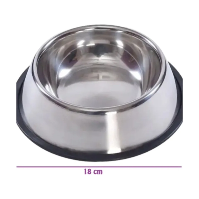 PLATO ACERO INOXIDABLE ANTIDESLIZANTE MASCOTAS PERRO - GATO 18 CM - 2