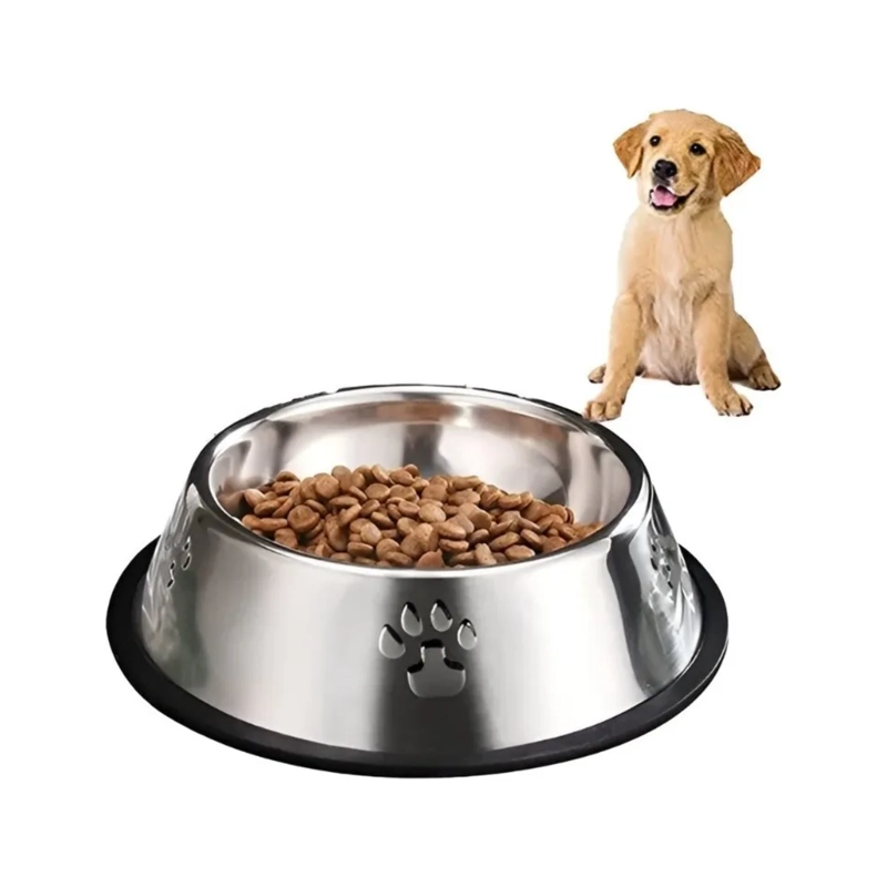 PLATO ACERO INOXIDABLE ANTIDESLIZANTE MASCOTAS PERRO - GATO 18 CM - 5