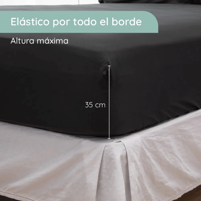 SABANAS COLCHON SUPER KING MICROFIBRA 300 HILOS NEGRO - 2